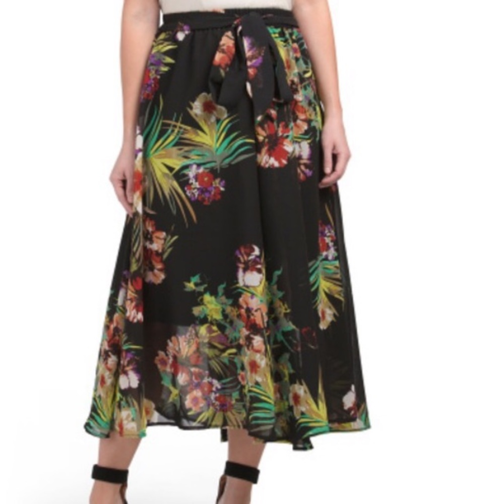 Moon Orchid Floral Midi Skirt